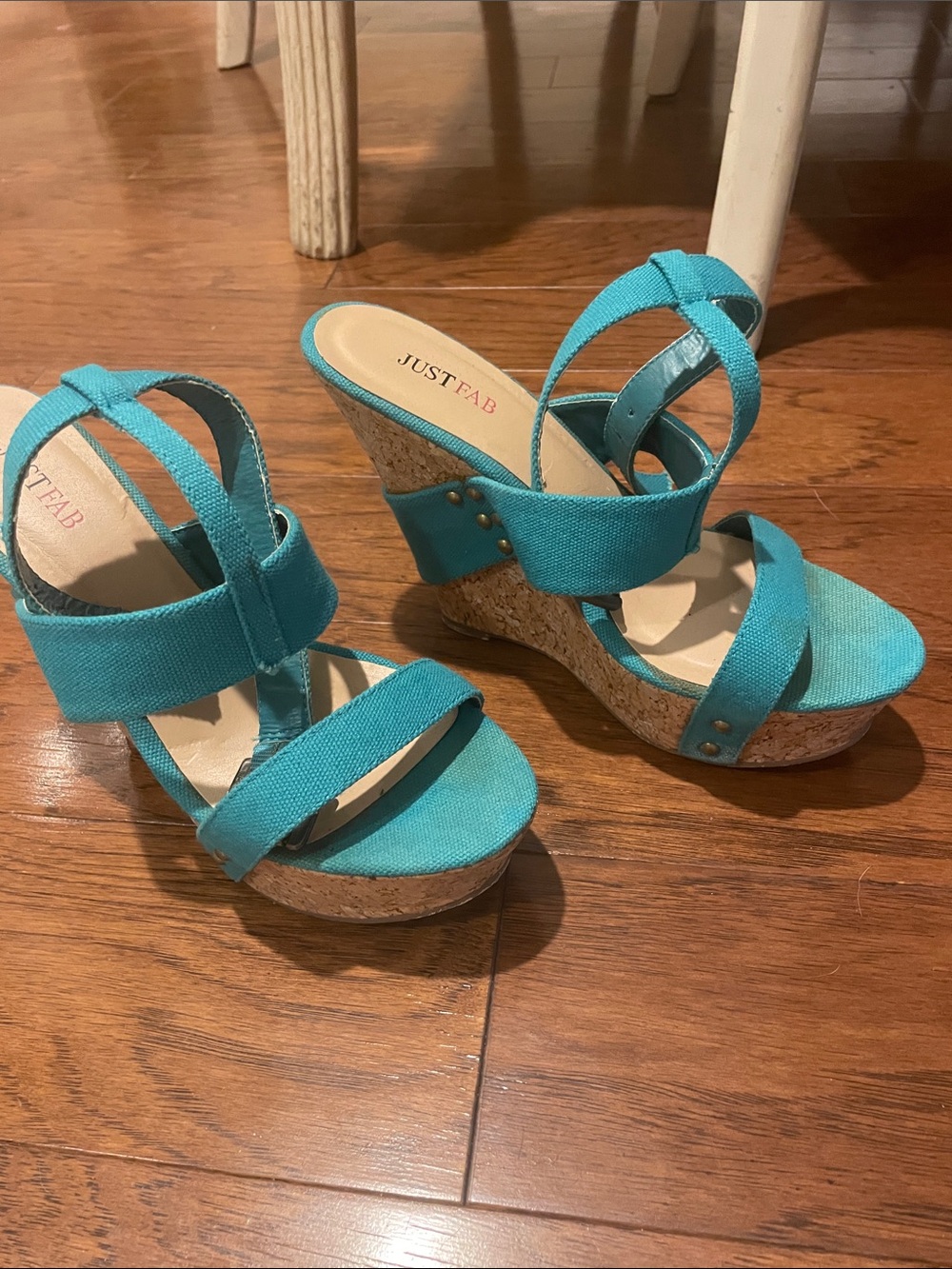 JustFab Teal Strappy Block Heel Sandals